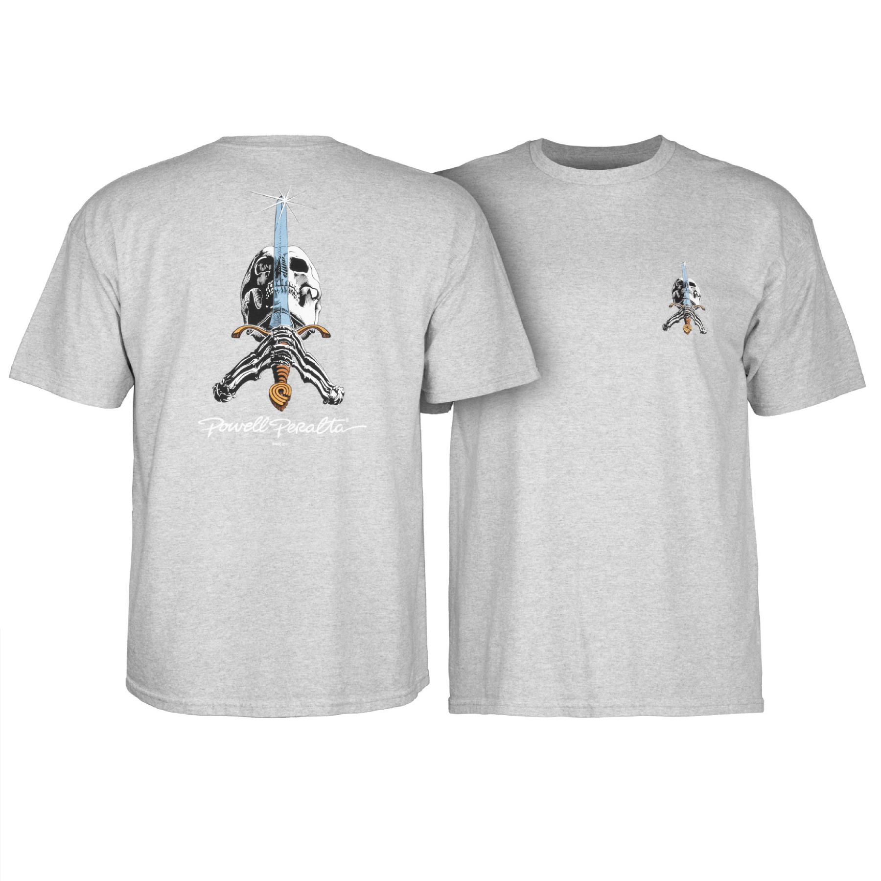 Powell Skull and Sword Tee Sport Gray Large