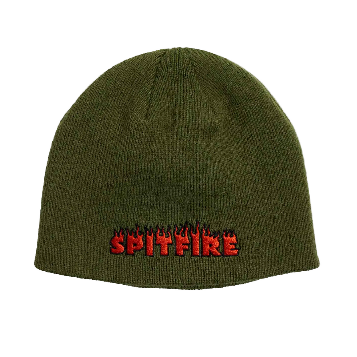 Green beanie with red logo