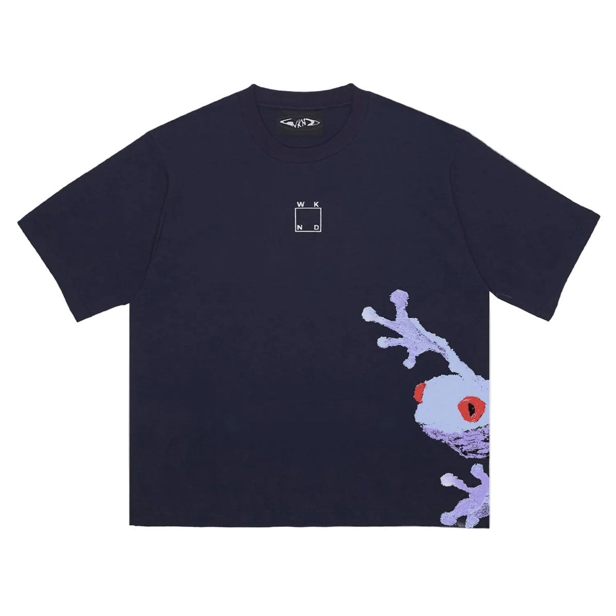 Black t-shirt with a graphic design on a white background
