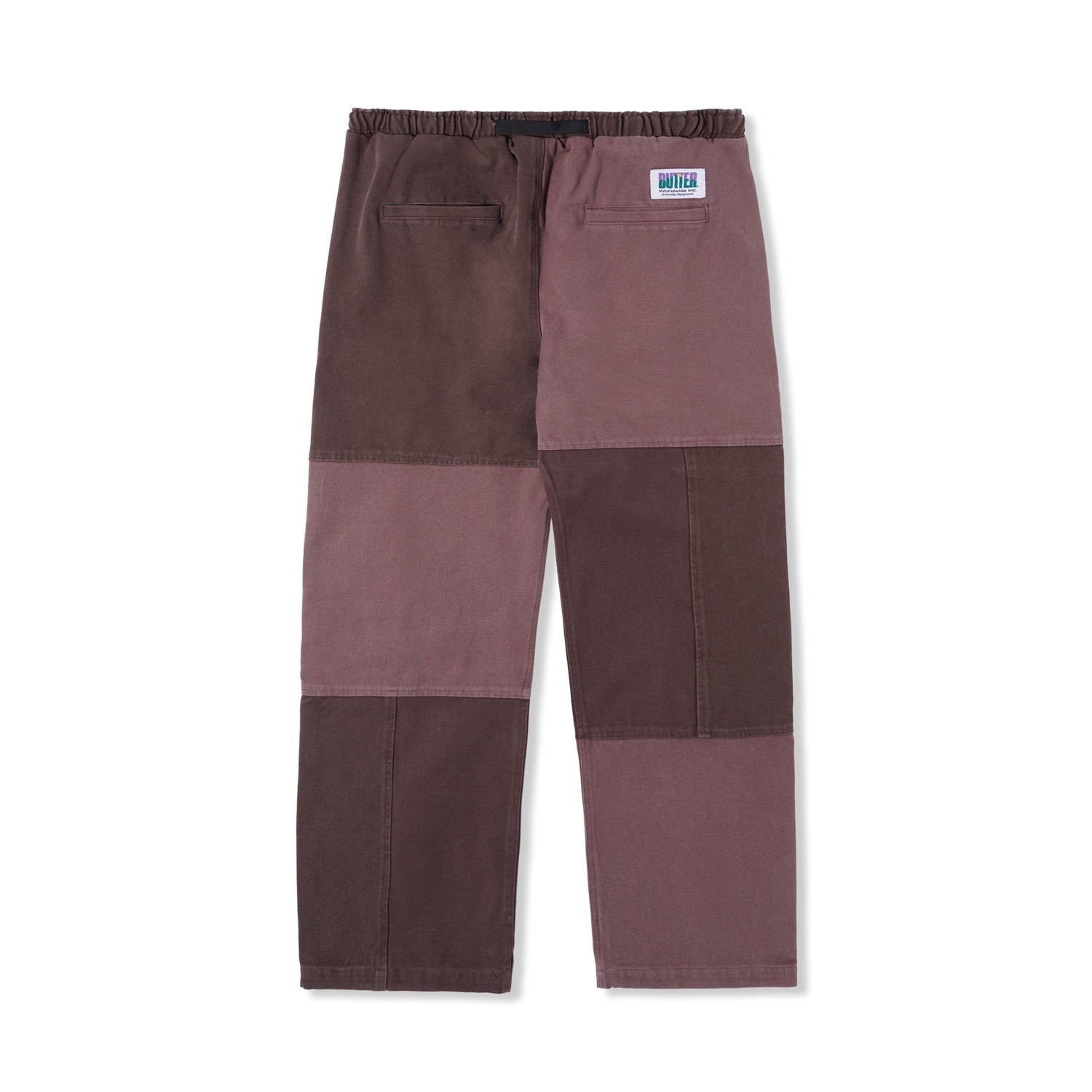 Butter Washed Canvas Patchwork Pants Washed Burgundy Medium