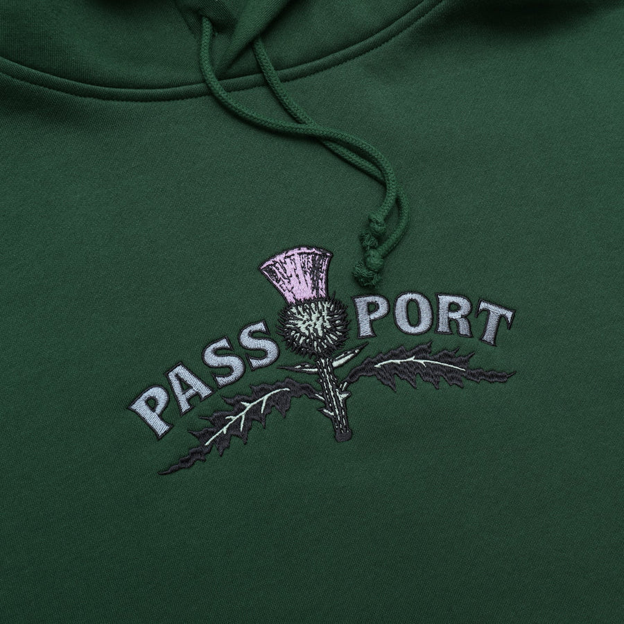 Passport Thistle Embroidery Hoodie Forest Green XL