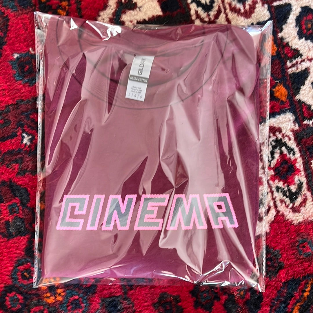 Cinema Wordmark Tee Burgundy/Pink