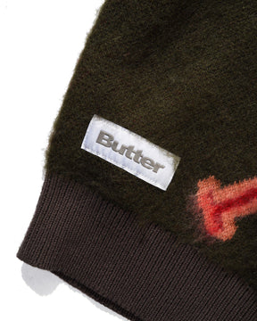 Butter Beetle Zip Thru Knit Sweater Olive Large