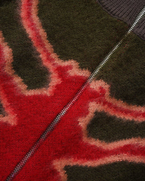 Butter Beetle Zip Thru Knit Sweater Olive Large