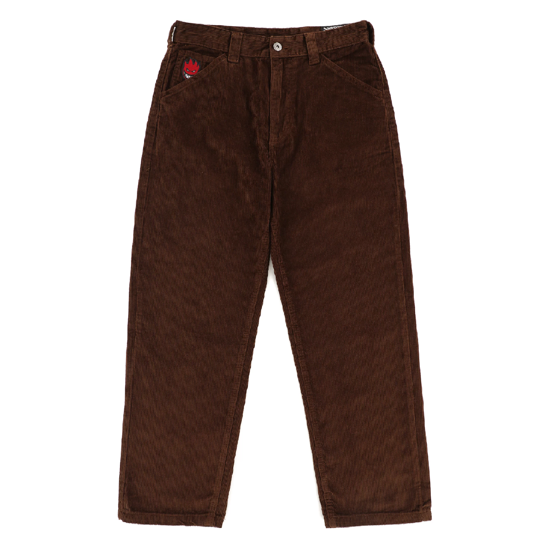 Brown corduroy pants on a white background