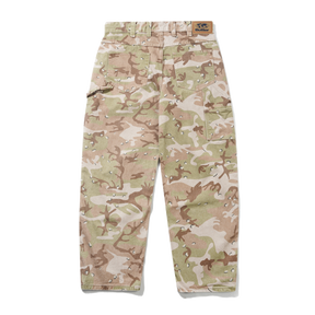 A pair of cargo pants in a desert camouflage pattern, featuring a tan waistband patch with a visible 'SOL'S' brand logo, photographed flat against a white background.
