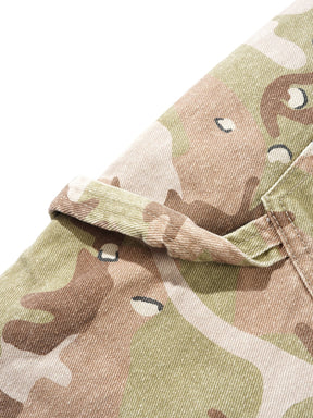 Close-up of a camouflage-patterned fabric with a white background