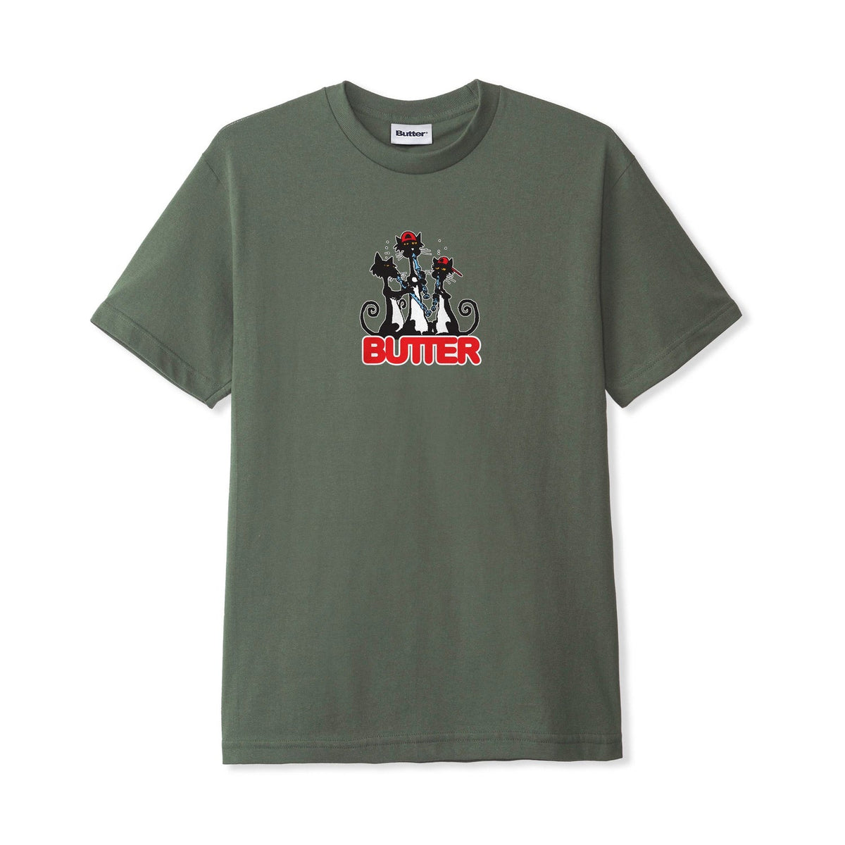 Butter Cats Tee Army Medium