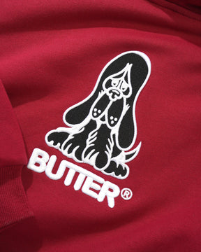 Butter Hound Embroidered Pullover Hoodie Washed Burgundy Large