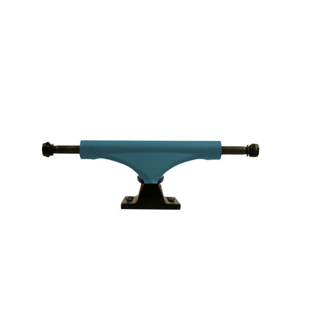Blue skateboard truck with black bearings on a white background