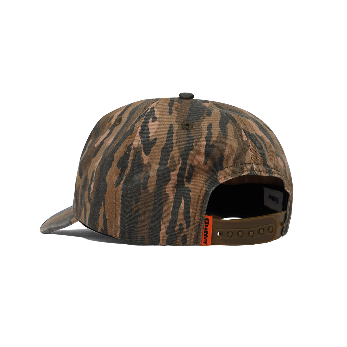 Camouflage-patterned cap on a white background
