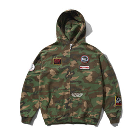 Butter Goods Peanuts Patches Zip-Thru Hood Washed Camo