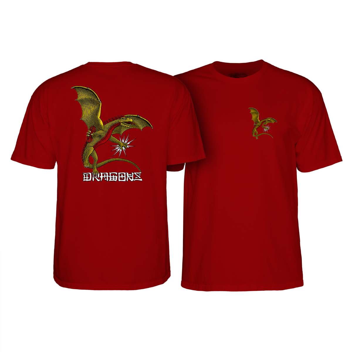 Powell Dragons Logo Garnet Tee Medium