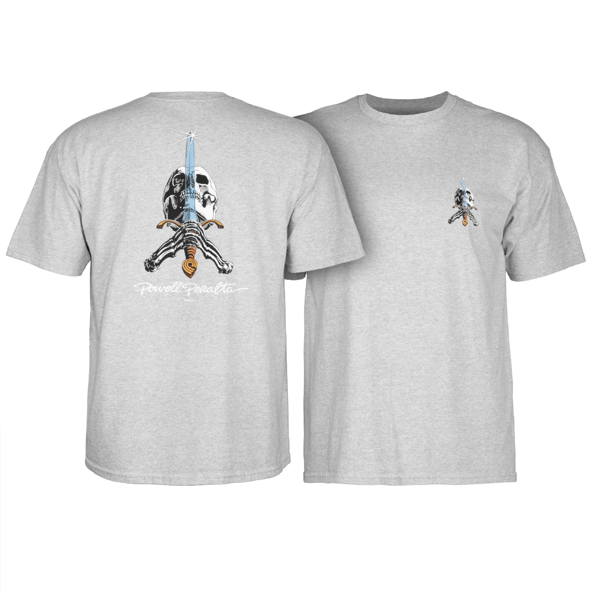Powell Skull and Sword Tee Sport Gray Large