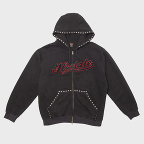 Hoddle Intarsia Script Zip-Thru Hood Black