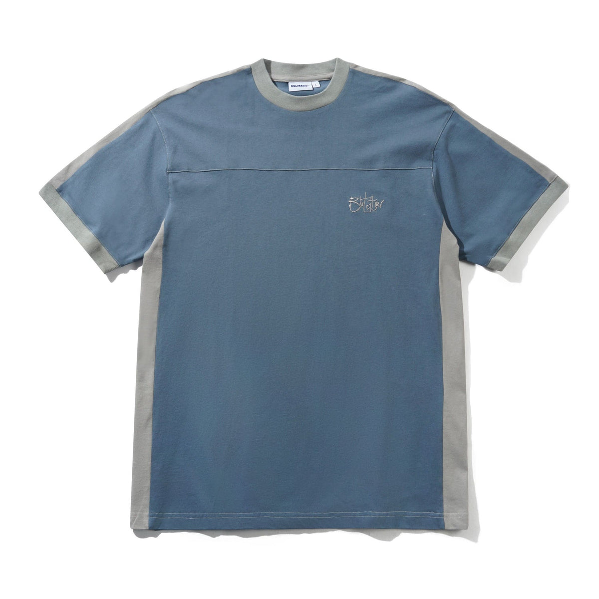 Butter Scribble Football Tee Steel Blue/Grey XL