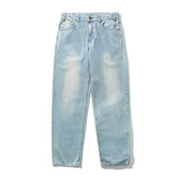 Butter Straight Leg Denim Jeans Distressed Light Blue 30