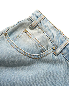 Butter Straight Leg Denim Jeans Distressed Light Blue 30