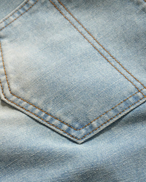 Butter Straight Leg Denim Jeans Distressed Light Blue 30