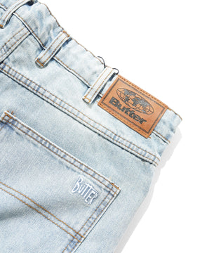 Butter Straight Leg Denim Jeans Distressed Light Blue 30