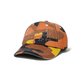 Colorful baseball cap with abstract design on a white background