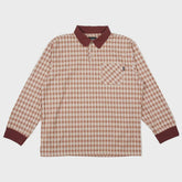 Theories ESP Long Sleeve Polo Peach/Burgundy Medium
