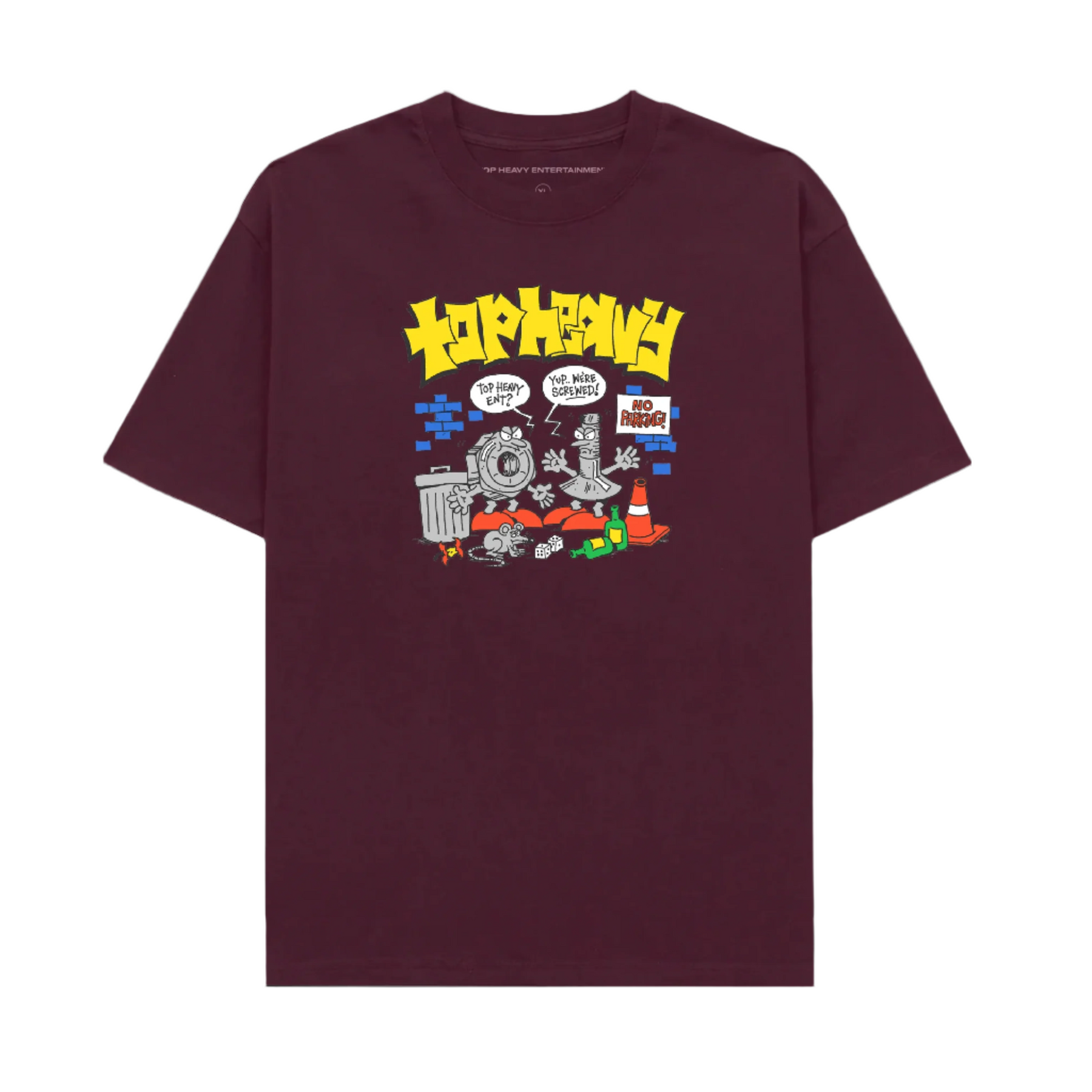 Top Heavy Screwed Tee Burgundy Medium