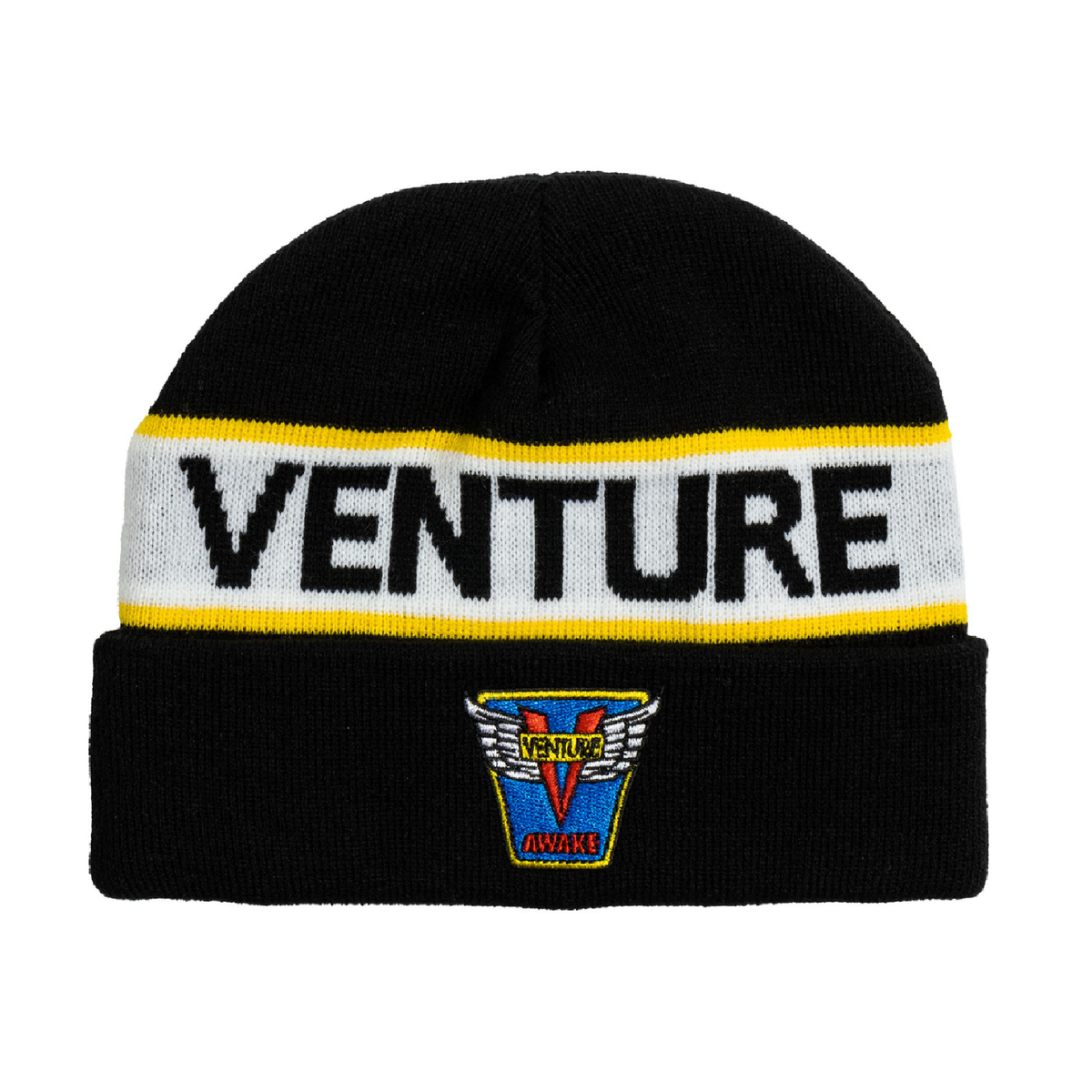 Venture Beanie Emblem Cuff Black/White/Yellow