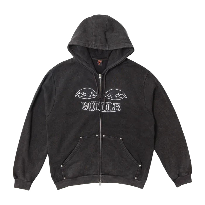 Hoddle Watcher Zip Up Hood Black Wash
