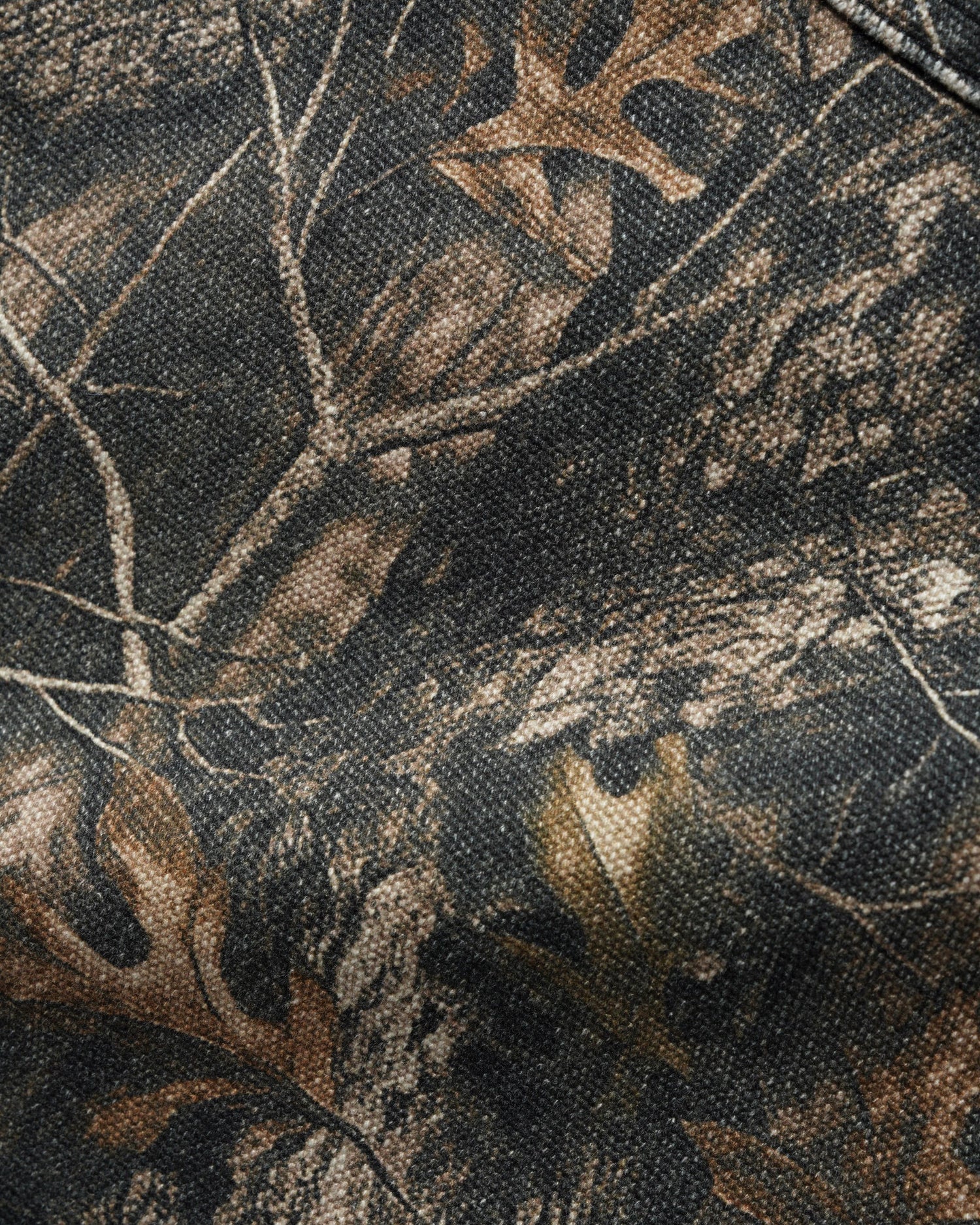 Close-up of a camouflage fabric with leaf pattern