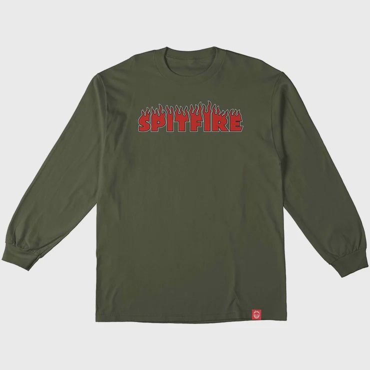 Spitfire Demonseed Script Longsleeve Tee Military Green Medium