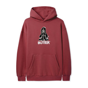Butter Hound Embroidered Pullover Hoodie Washed Burgundy Large