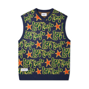 Butter Star Knit Vest Navy Large