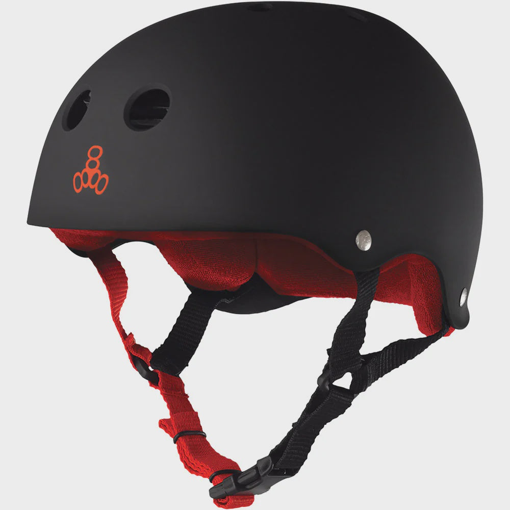 T8 Helmet Black Rubber/Red Large